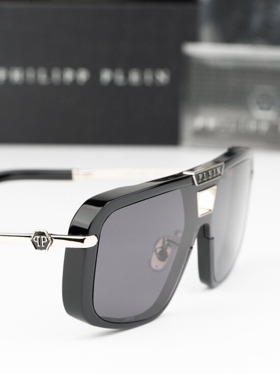 Philipp Plein Women Sunglasses Black Grey Pilot SPP008M 0700 NEW AUTHENTIC main image 8